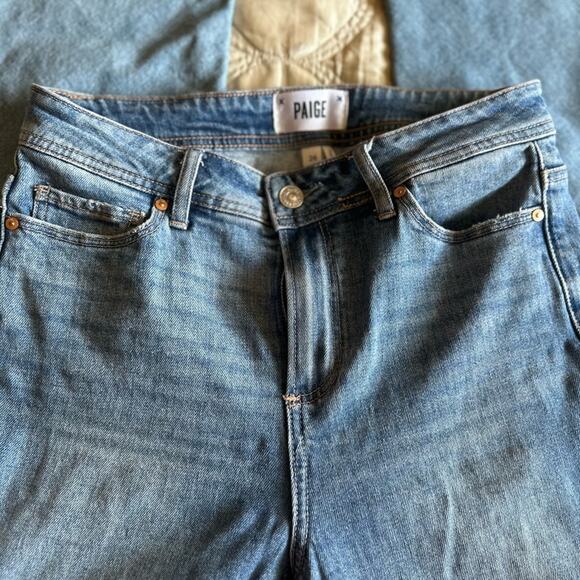 PAIGE 2-Color Collette Cropped Flare Hi Waist Flare Leg Contrasting Wash - Picture 5 of 11